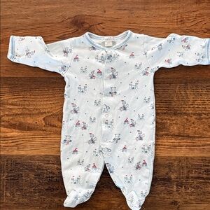 Kissy Kissy Light Blue Footie with Playful Print